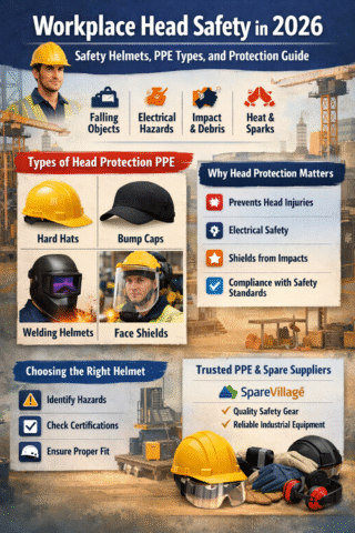 Workplace Head Safety in 2026: Safety Helmets, PPE Types, Uses, and Complete Protection Guide